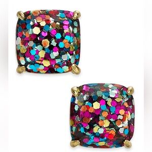 Kate Spade New York Multi-Glitter Crystal Square Stud Earrings NWT